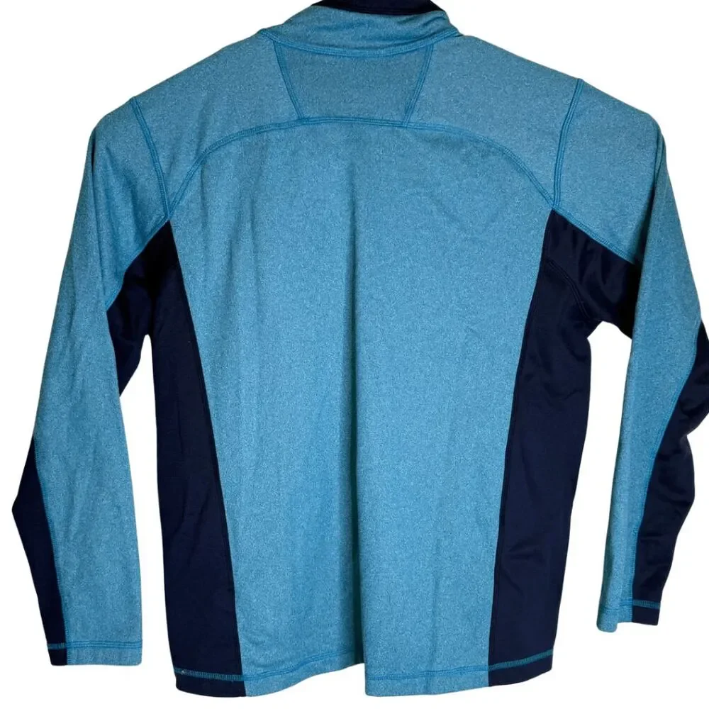 The North Face Mens Colorblock Mock Neck Long Sleeve Pullover Sweater Blue Large